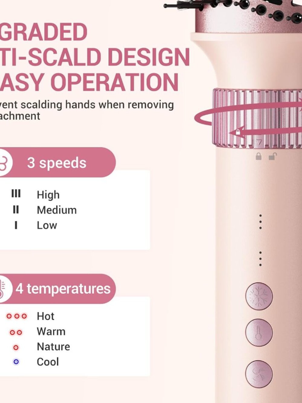 NEW 6 in 1 Hair Styler & Dryer | 110K RPM Negative Ion Hair Dryer Brush - Picture 3 of 4